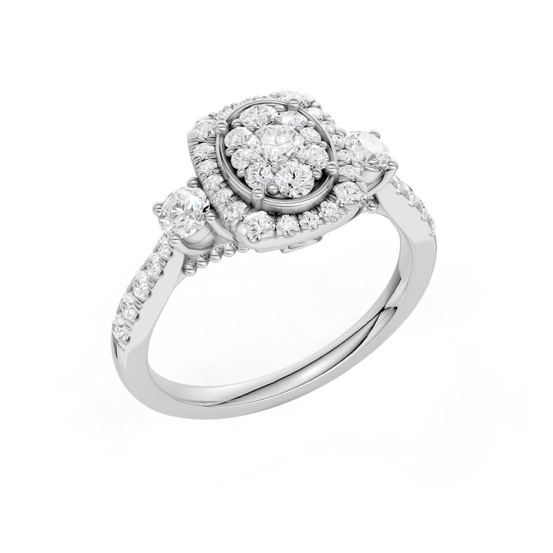 Diamond Oval Cluster Halo Cocktail Ring in 10k White Gold image number null